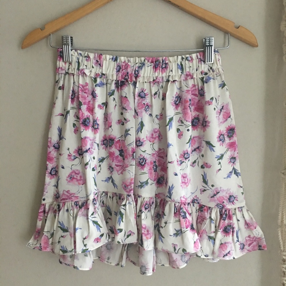 Loveshackfancy Carlotta Poppy Silk Charmeuse Skirt